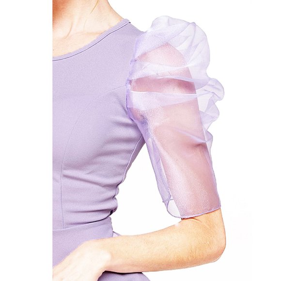 Retro Sheer Puff Romantic Lavender Blouse Top - Picture 5 of 7